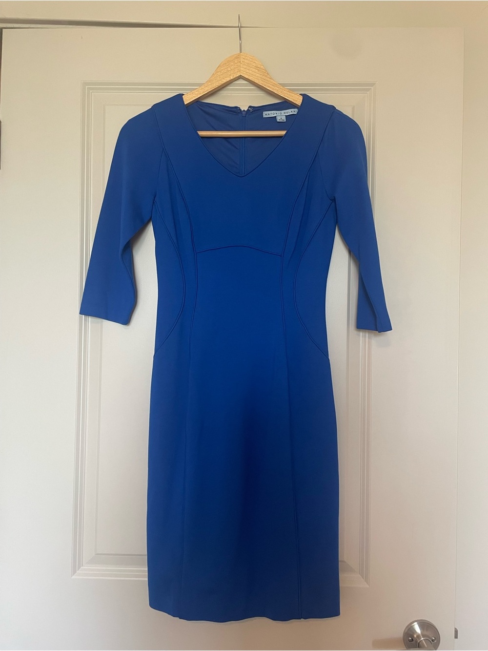 ANTONIO MELANI Royal Blue V-Neck Sheath Dress